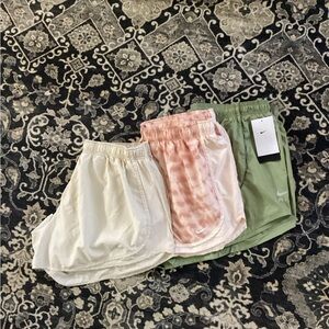 Nike Women's Shorts Trio in White, Pink, and Green